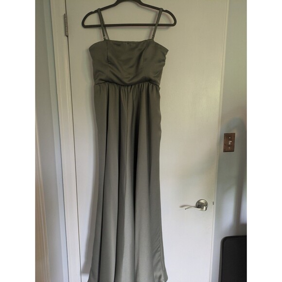 BHLDN - Elsie Straight Neck Satin A-Line Gown Size US 10 Anthropologie - Picture 7 of 11